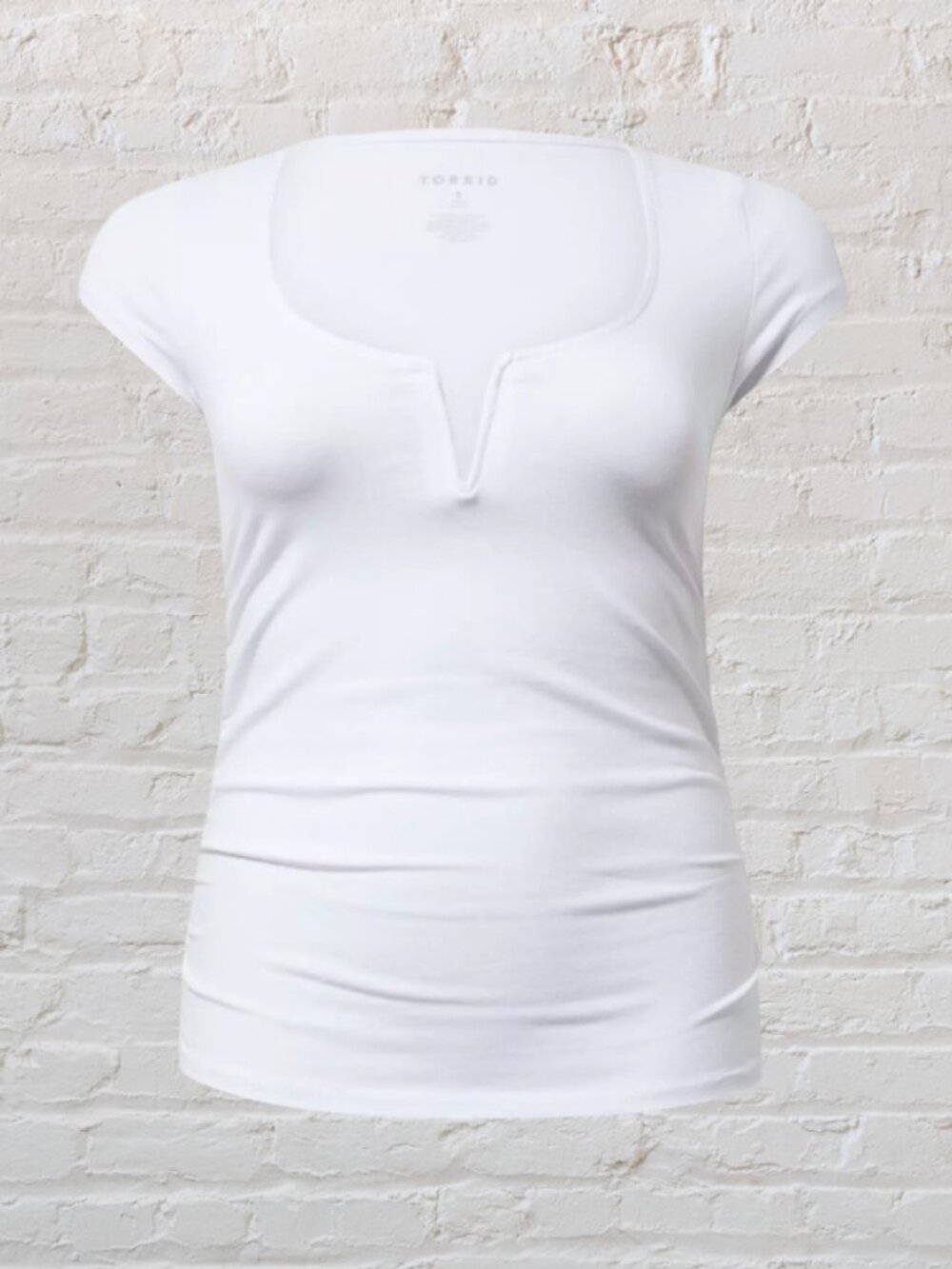 2X White Foxy Scoop V-Wire Ruched Top TORRID